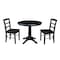 International Concepts Round 36 in Round Extension Dining Table with 2 Madrid Chairs, Black, 36 in W, 48 in L, 30.1 in H K46-36RXT-27B-C2-2 - alternate 1